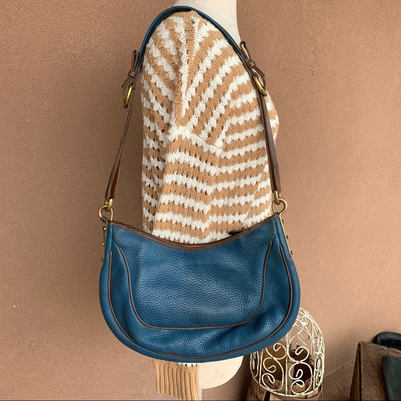 Dooney & Bourke Vintage Blue/Tan Shoulder Purse - Picture 4 of 10